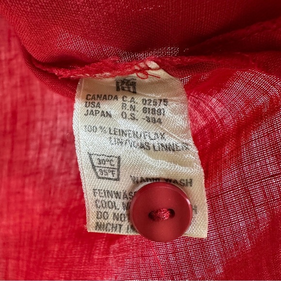Escada | Vintage Red Safari Linen Top Blouse (Women’s) - Picture 7 of 10